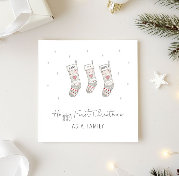 Personalised Family Christmas card - First Christmas as a Family card