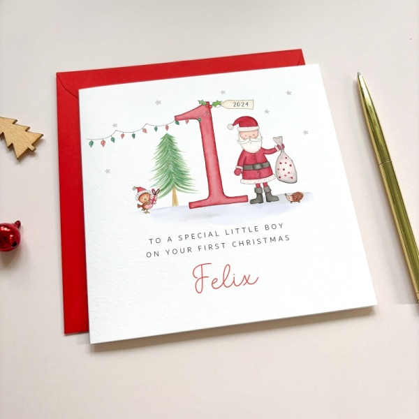 Personalised 1st Christmas Card - Santa