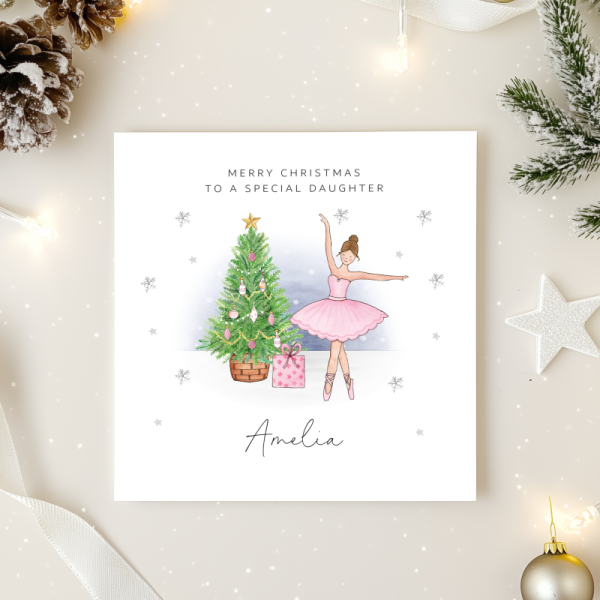 Personalised Girls Christmas Card - Ballerina