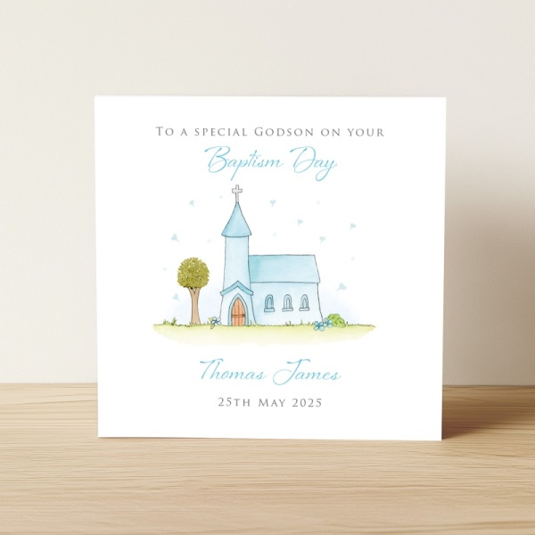 Personalised Baptism Card For A Boy