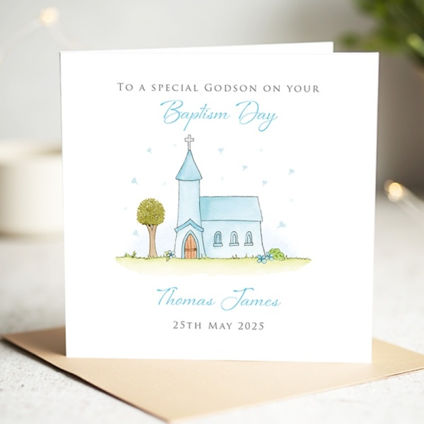 Personalised Baptism Card For A Boy