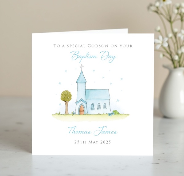 Personalised Baptism Card For A Boy