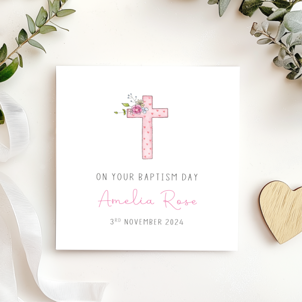 Personalised Girls Baptism Card