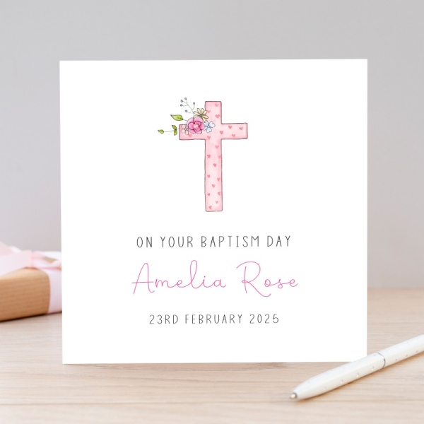 Personalised Girls Baptism Card