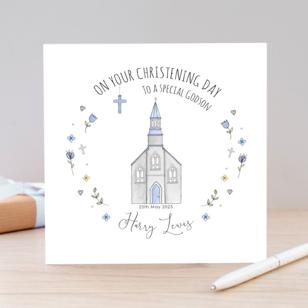 Personalised Christening Card  - Boys Christening Card