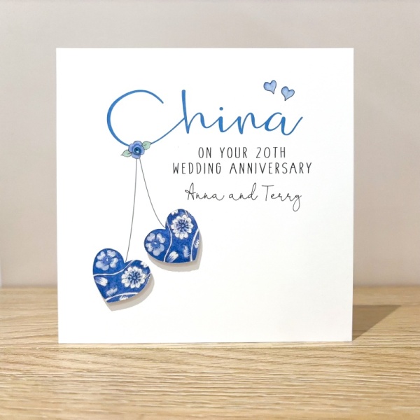 Personalised China Wedding Anniversary Card  20th Anniversary Card