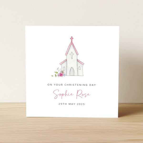 Personalised Christening Card For A Little Girl