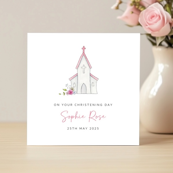 Personalised Christening Card For A Little Girl