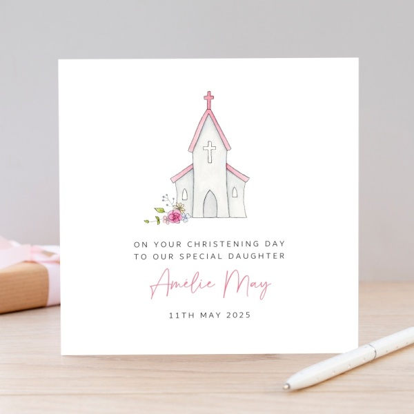 Personalised Girls Christening Card - Daughter, Granddaughter, Goddaughter