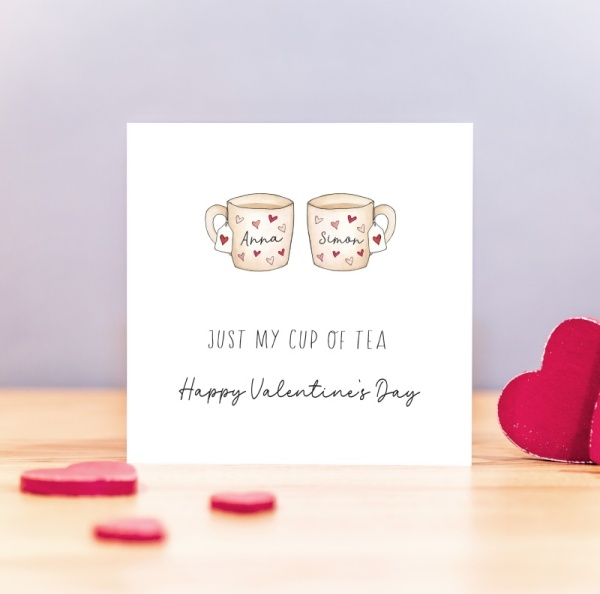 Personalised Valentine's Day Card - Tea Cups