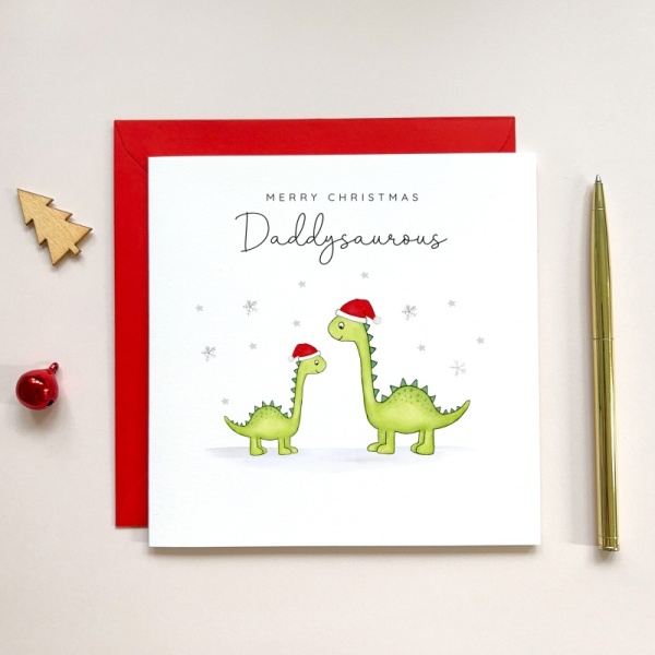 Personalised Dinosaur Daddy Christmas card - Daddysaurous