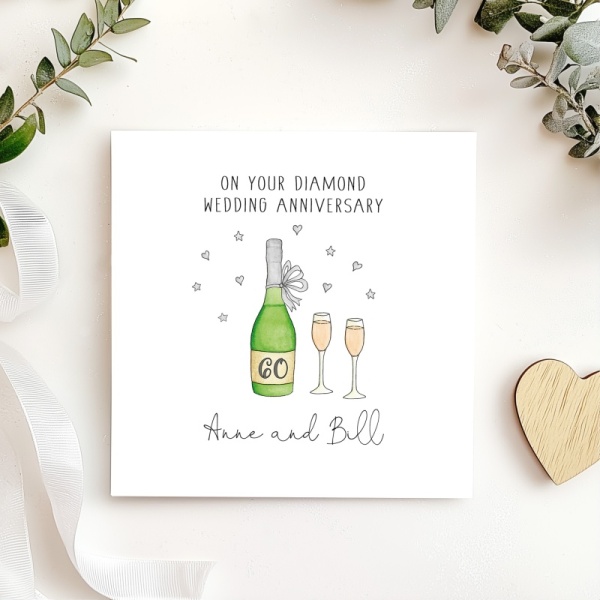 Personalised Diamond Wedding Anniversary Card - 60th Anniversary Card