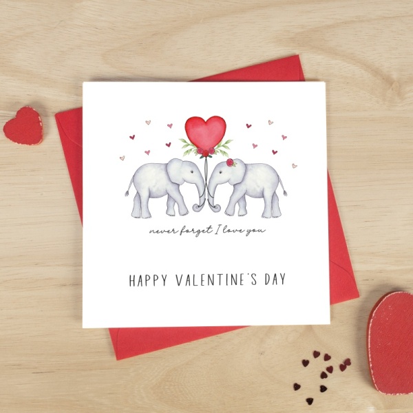 Personalised Valentine's Day Card - Elephant Never Forget