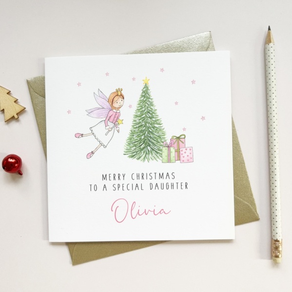 Personalised Girls Christmas Card - Fairy