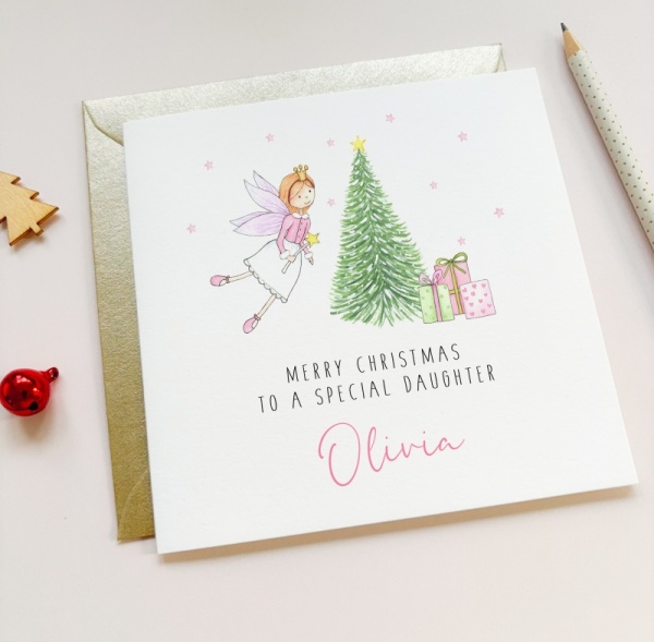 Personalised Girls Christmas Card - Fairy