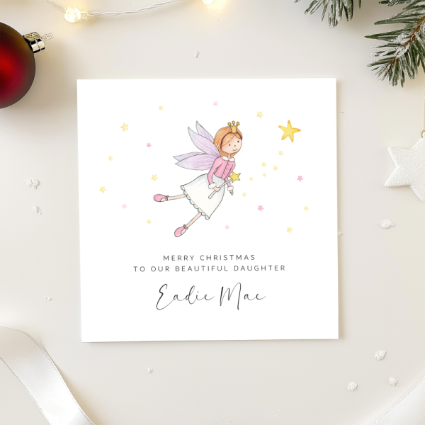 Personalised Girls Christmas Card - Fairy