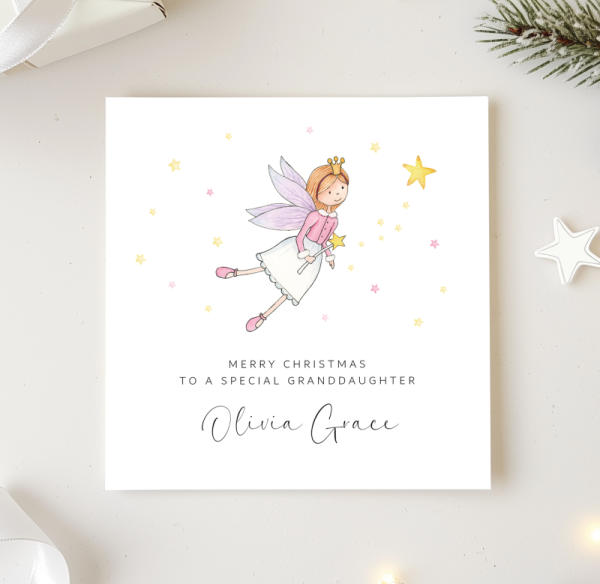 Personalised Girls Christmas Card - Fairy