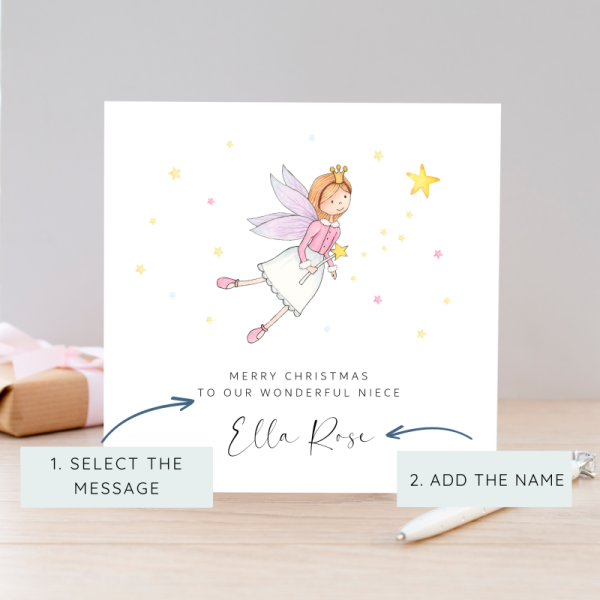 Personalised Girls Christmas Card - Fairy