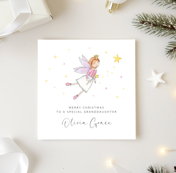 Personalised Girls Christmas Card - Fairy