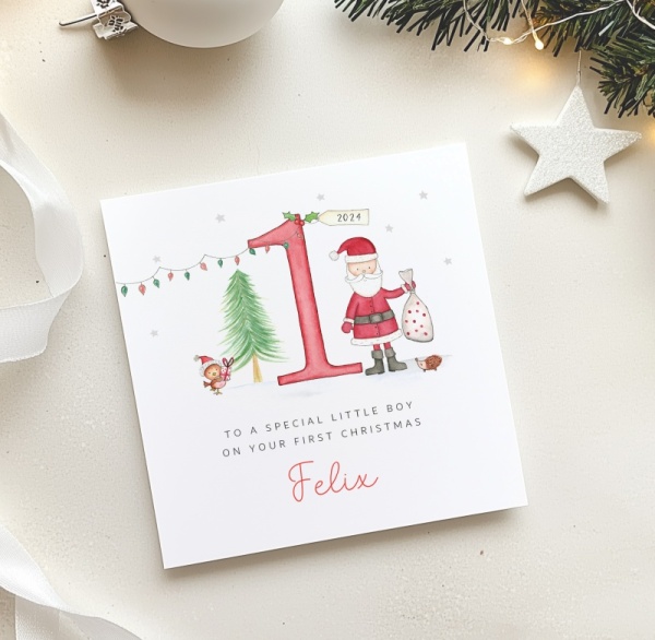 Personalised 1st Christmas Card - Santa