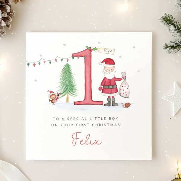 Personalised 1st Christmas Card - Santa