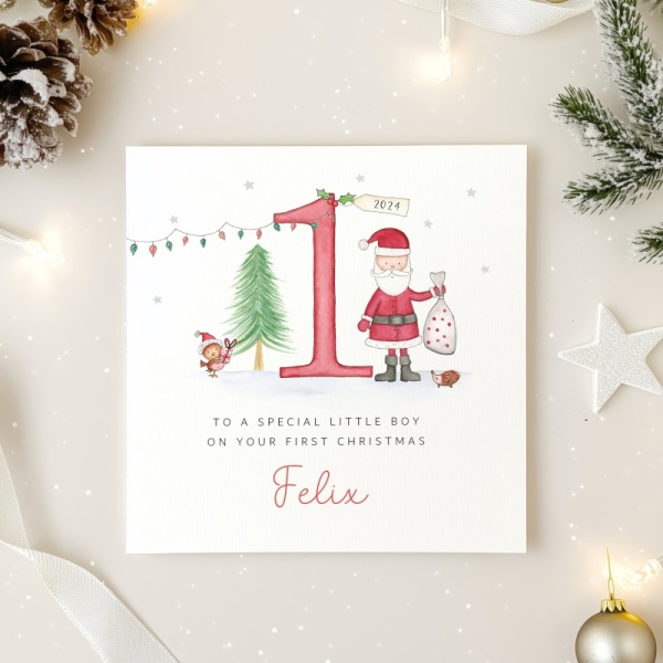 Personalised 1st Christmas Card - Santa