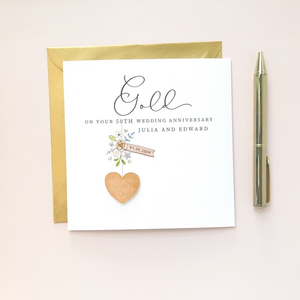 Personalised 50th Wedding Anniversary Card - Gold Anniversary Card