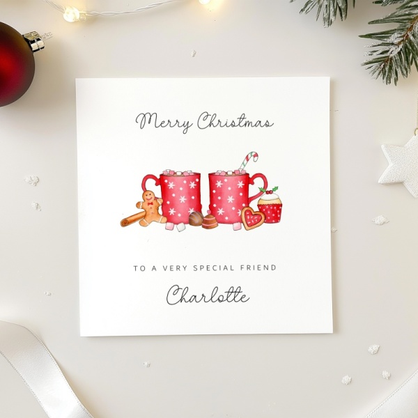 Personalised Friends Christmas card - Hot Chocolate