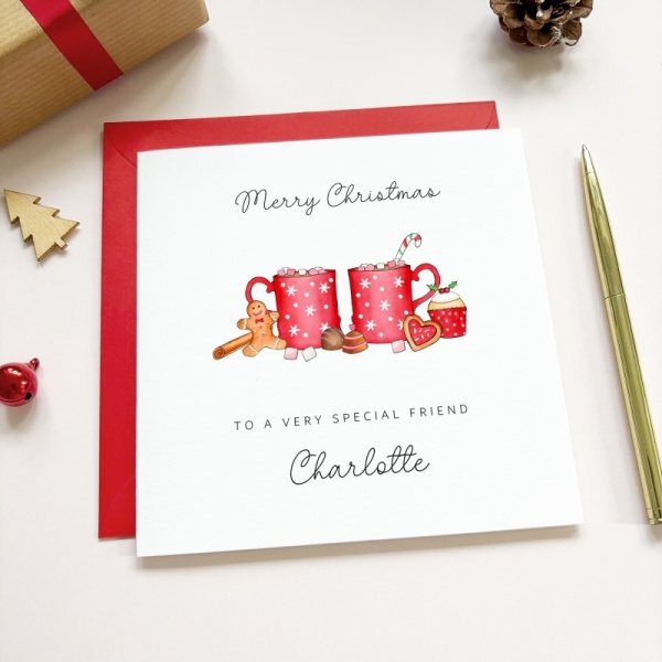 Personalised Friends Christmas card - Hot Chocolate