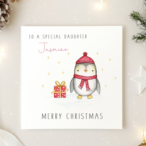 Personalised Christmas Card - Penguin