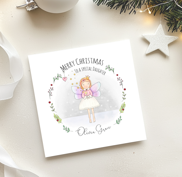 Personalised Girls Christmas Card - Fairy Christmas cards