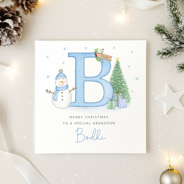 Personalised Boys Christmas Card - Initial Letter