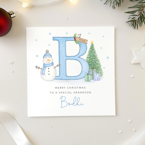 Personalised Boys Christmas Card - Initial Letter