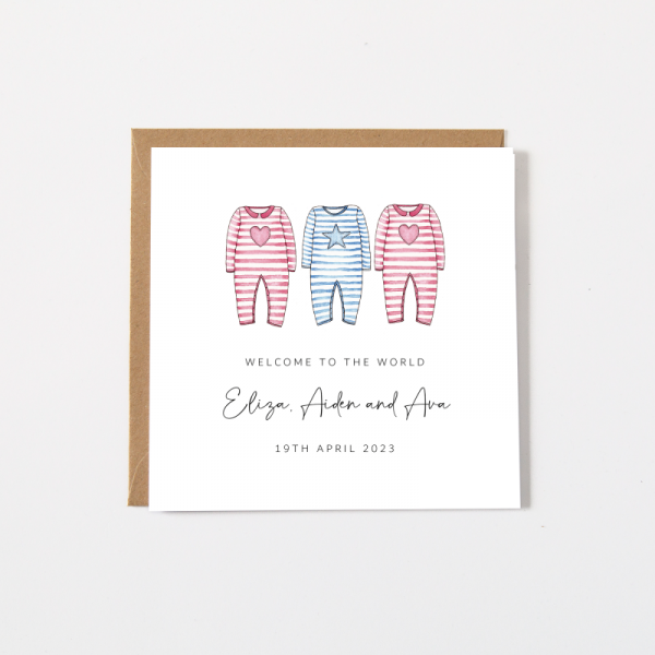 Personalised Baby Triplets Card