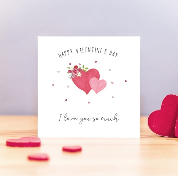 Valentine's Day Card - Hearts and Flowers