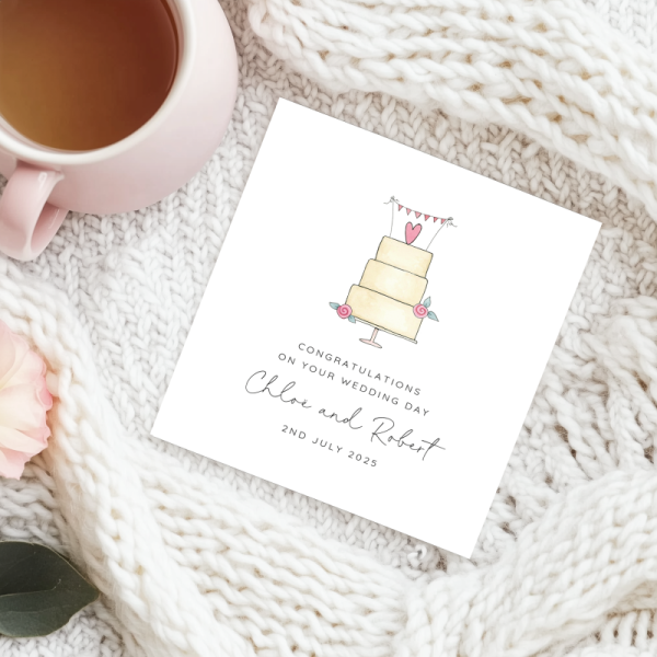 Personalised Wedding Day Card - Cake