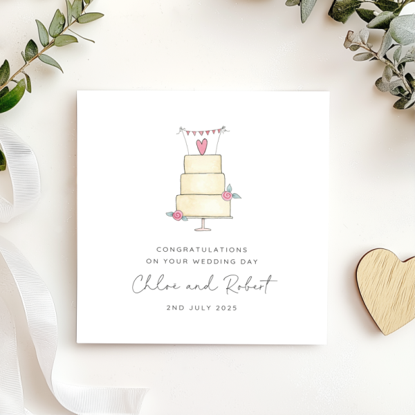 Personalised Wedding Day Card - Cake