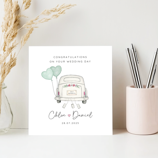 Personalised Wedding Day Card - Wedding Car