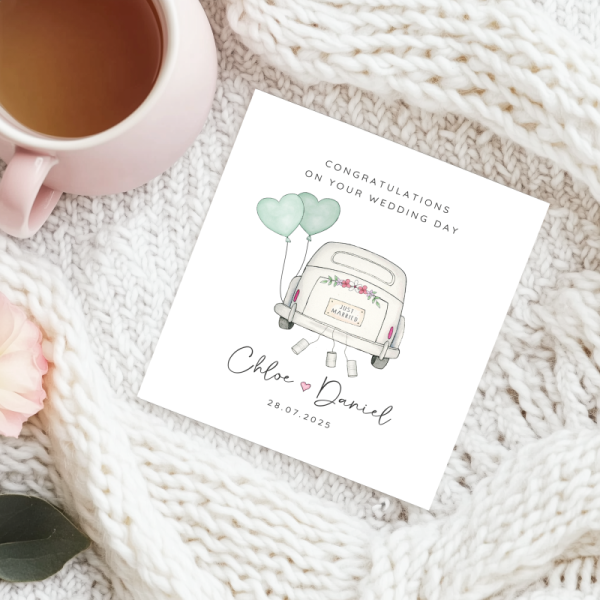 Personalised Wedding Day Card - Wedding Car