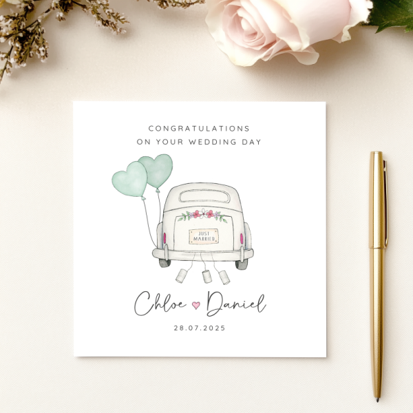 Personalised Wedding Day Card - Wedding Car