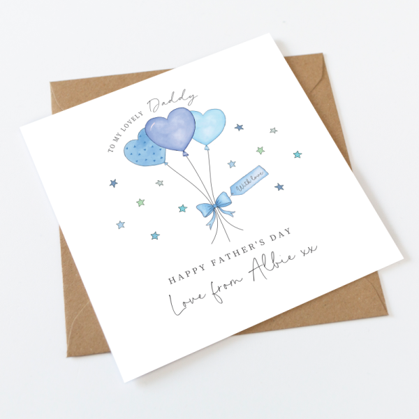 Personalised Father's Day Card -  Heart Balloons