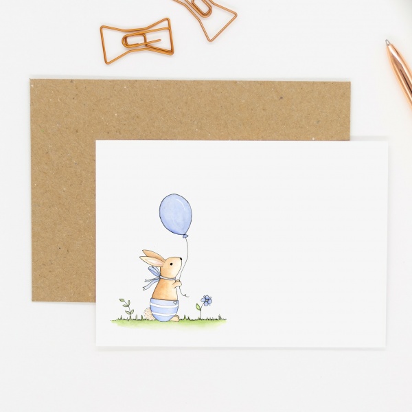 Personalised Bunny Notecards - Personalised Baby Notecards - Baby Boy Notecards
