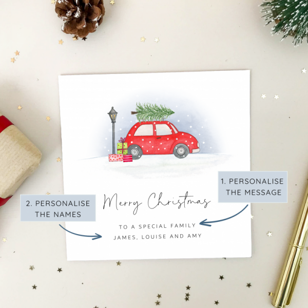 Personalised Christmas card - Driving home for Christmas Card Car