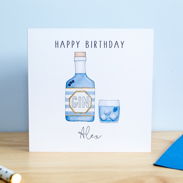 Personalised Blue Gin Birthday Card - Just For Cards Greetings Cards