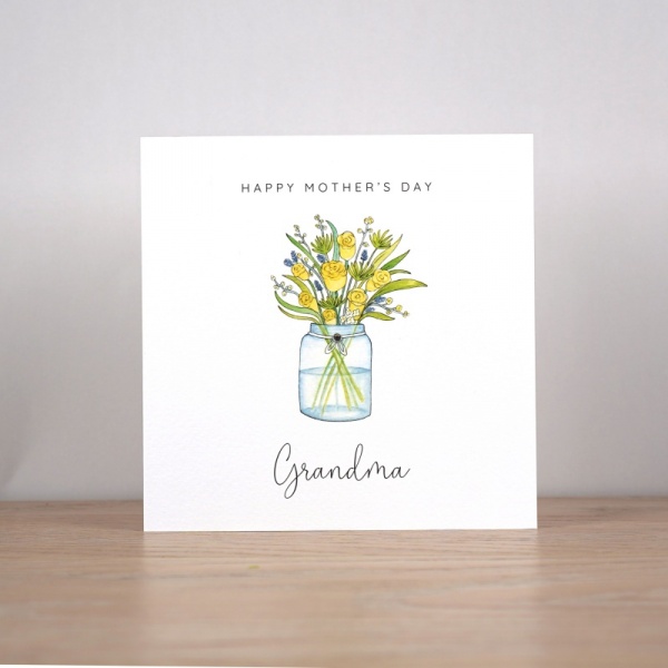 Personalised Mother's Day card - Glass Jar with flowers
