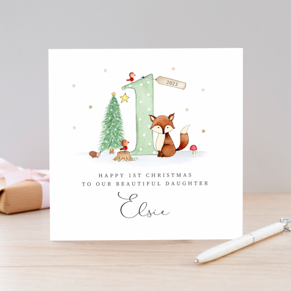 Fox 1st Christmas Card - Personalised First Christmas Card