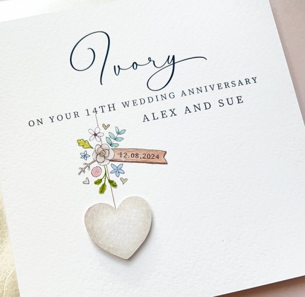 Personalised 14th Wedding Anniversary Card - Ivory Anniversary Card