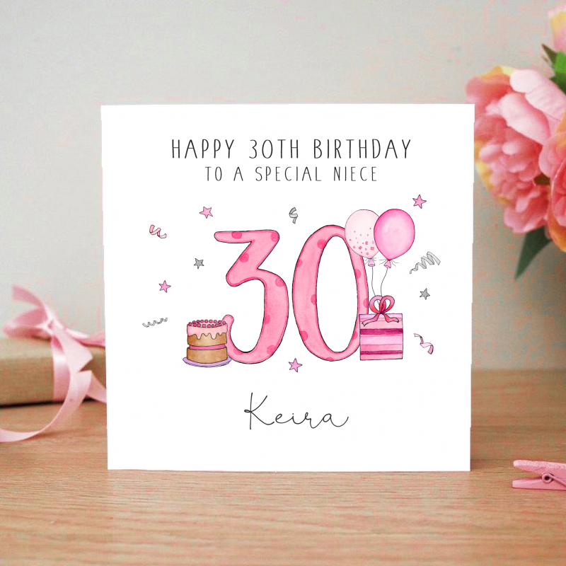 Personalised Birthday Card - Pink - 18th, 21st, 40th, 50th, 60th, 70th ...