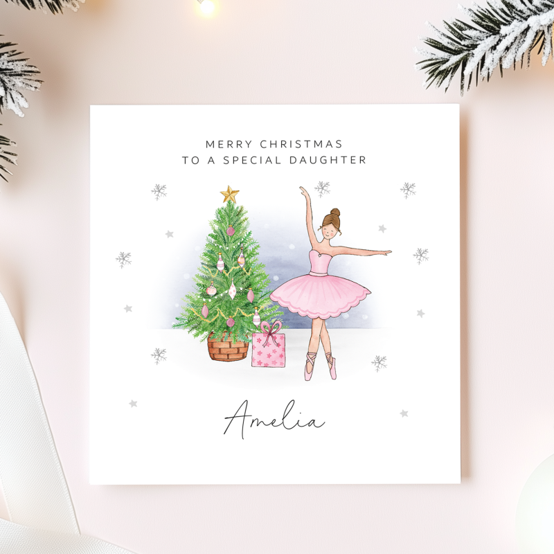 Personalised Girls Christmas Card - Ballerina