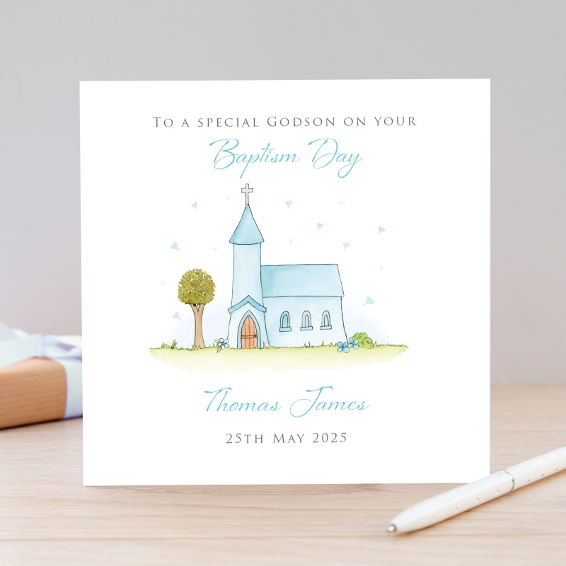 Personalised Baptism Card For A Boy